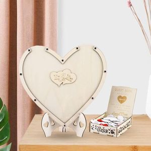 Party Supplies Wood 3D Wedding Guest Book Heart Shaped 80 Hearts with Stand Drop Box Sign Decoration for Anniversary