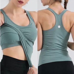 Ärmlös ebb till gatan tank tops yoga kvinnor väst med vadderad bh-träning fiess atletisk sport t-shirt