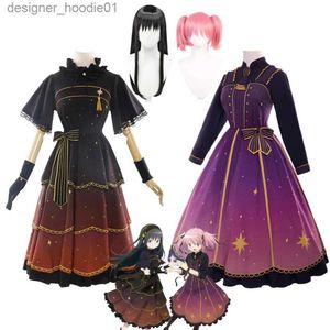 Cosplay Anime Costumes Kaname Madoka Akemi Hora Rollspelande anime Pu Magi Madoka Magica Wig Womens Starlight Dress Cute Lolita Costumec24320