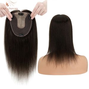 Toppers de cabelo humano com opções ricas, 13x15cm, base de seda, grampo em extensões de cabelo, peruca natural para volume de cabelo