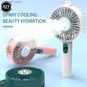 Wentylatory elektryczne przenośne na zewnątrz wentylator podróżny 2-w-1 mgły wentylator USB Fan Portable Water Meter Mini Fany240320