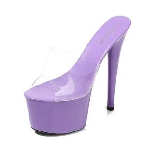 Sapatos de vestido 2021 Sandálias de plataforma de verão Mulheres Sexy PVC Transparente Slim Ultra High Heels 17cm Sandale Feminino Pole Dancing5D8Y H240321