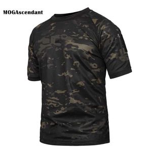 Homens camisetas Verão camuflagem tática mens secagem rápida batalha do exército t-shirt casual respirável camuflagem o-pescoço militar camiseta plus size 5xl j240319