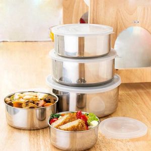 Bowls Kitchen Storage Home Mixing Pcs Set Container Stainless Bowl 5 Steel Dining & Bar Plate Mat 4 Round Table