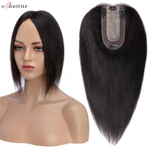 Toppers Snoite Hair Toppers 7x13cm Kobiet Topper Fryzury Klip Naturalny włosy 100% ludzkie włosy dla kobiet jedwabny klip bazowy w przedłużeniu włosów