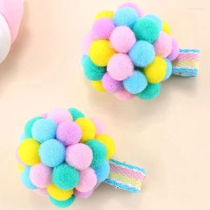 Accessori per capelli 2 pezzi Clip per palloncini arcobaleno Dolce bambino Peluche Forcina per ragazze Mollette con clip laterali fatte a mano Ornamento per fermagli per capelli