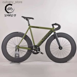 Bicicletas Ride-Ons Colossi Bicicleta de Engrenagem Fixa Muscula Quadro de Alumínio Garfo de Carbono Sing Speed 53CM 55CM Fixie Track Bicyc com 88MM Rodados de Carbono L240319