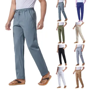 Calças masculinas Mens Macacões Cordão Casual Caminhadas Sarja de Algodão Straight-Fit Modern Stretch Calças Cargo