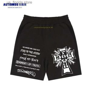 Men's Shorts Autismss Treasure House Chicano West Coast Tattoo American Hip Hop Shorts Raper Strt 5-point Shorts Men Y240320