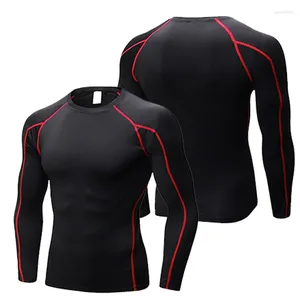 Herr t-skjortor grossistträning fitness kompression skjorta lång ärm Slim fit sport t-män anpassad sport t-shirt
