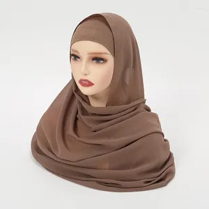 Lenços Chiffon Hijab com Cap Jersey Simples para Mulher Véu Muçulmano Lenço Islâmico Mulheres Lenço Wraps