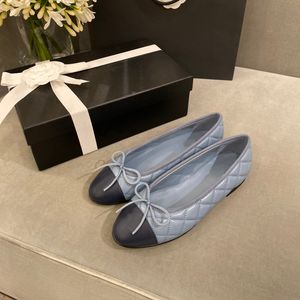 Mirror quality fashion ballet flat shoes genuine leather luxury dress shoes Spring Autumn bow flat boat shoes lazy dance Loafers shoes Large size 35-42 with box