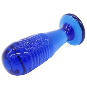 Blue Crystal Glass Anal Plug G Spot Stimulator Threaded Butt Plug Anal Dilator Dildo Buttplug Adult Sex Toys For Woman Men