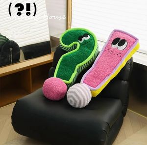 Funny Eyes Question Exclamation Mark Embroideried Creative Pillow Cushion with Core Plush Home Sofa Bedroom Sleep Cartoon Gift 240306