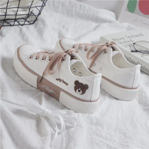 Sapatos tênis femininos urso kawaii sloths esportes lolita plana plana fofa primavera correndo vulcanizada moda atlética 2023