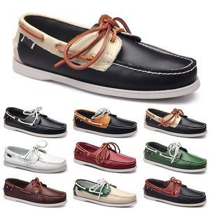 Mens Casual Shoes Black Leisures Silvers Taupe Dlives Brown Grey Red Green Walking Low Soft Multis Leather Men Sneakers Outdoor Trainers Boat Shoes Breathable AA098