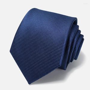 Bow Ties Brand Deep Blue 8cm Wide Tie för män Högkvalitativ Business dragkedja Slips Formell kostym Polyester Silk Presentlåda