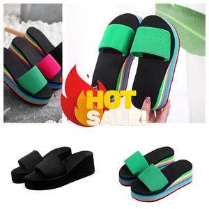 Tofflor kvinnors ensidiga flip flops sommar tjock sula sandaler ytterkläder casual strand gai flip-flo plattform svart färgglada sandbeach eva gladiator size36-41