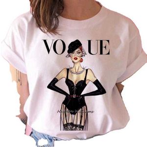 Wholesale Womens T-shirt 2021 Summer New Tops Fashion Girls Printing Trend All-match Short-sleeved T-shirts