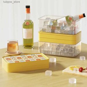 Glassverktyg Ice Cube Tray Ice Scraper 28/56 Haviteter Förseglat lock DIY Easy Release Kylskåp Silikon Ice Cube Maker Mold Kitchen Supplies L240319