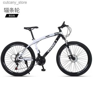 Cyklar Ride-ons Säljs av tillverkaren Outdoor Off-Road Bike 24/26 Inch Variab Speed ​​Shock Doub Disc Brake Spoke Wheel Mountain Bicyc L240319