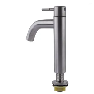 Rubinetti per lavandino del bagno Rubinetto Rubinetto per lavabo Miscelatore da cucina in acciaio inossidabile Argento spazzolato Maniglia singola Montaggio su piano Pratico