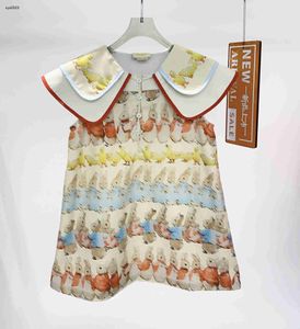 ファッションガールズドレスアニマルパターンフルプリントスカートプリンセスドレスサイズ100-150 cmキッズデザイナー服ベビーフロック24マメ