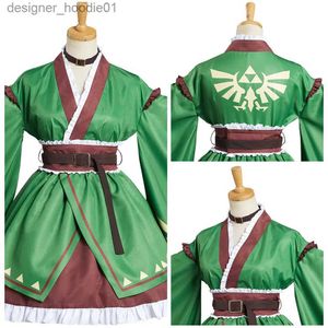 Cosplay Anime Costumes Breath of the Wild Link Cosplay Come Womens Japanese Lolita Kimono Dress Halloween Carnival Party Setc24320