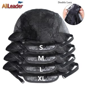 Hairnets Alileader Wholesale 10Pcs Lace Wig Caps For Making Wigs Bulk Black Brown Wig Cap With Adjustable Straps Weaving Caps Xl L M S