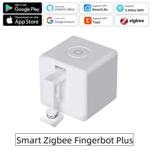 Kontrollera Tuya ZigBee Smart FingerBot Plus Switch -knapp Push Touch Arms FingerBot Trådlös tumme Remote Control Switch Works Alexa Google