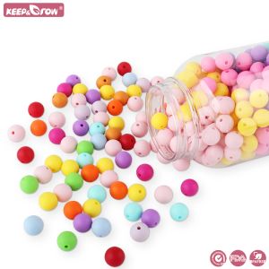 Bloklar 500pcs 12mm silikon boncuklar yuvarlak gıda sınıfı DIY bebek kolye kolye ağız bakım oyuncakları bebek çiğnenebilir diş çıkarma boncukları