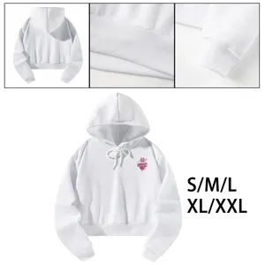 Women's Hoodies Cropped Sweatshirt Fall Clothing Soft Womens Casual Drawstring Pullover For Office Sports Athletic Workout Walking Work