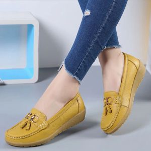 Boots Comemore Women's Autumn Low Slipon Shoes Without Heels Loafers Ballet Flats Woman Leather Casual Female Mules Moccasin Footwear