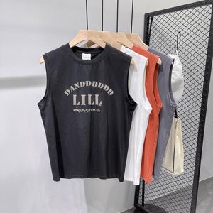 T-shirt da uomo Plus allentata estiva per il tempo libero sportiva spalla larga gilet puro cotone uomo fitness personalità tendenza Europa e Stati Uniti bella camicia bianca allentata b68