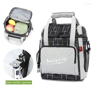 Förvaringspåsar Fashion Cooler Bag med öppnaren Portable Lunch Bento Thermal Leak Proof Isolated Picnic Beer Handväska 16 Kapacitet