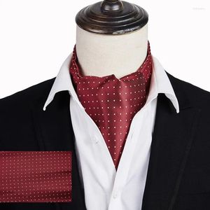 Bow Ties Ikepeibao Men lyxiga vinprickkontroll Cravat Silk Floral Paisley Ascot Self British Gentleman Polyester Scarf Tie Prossale