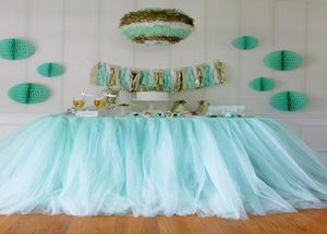 10080cm Mint Green Tulle Table Skirts Wedding Tutu Table Decoration Cheap Creative Baby Showers Custom Made Birthdays Party Decor8533265