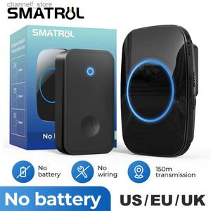 Doorbells Self powered waterproof wireless door bell ring without battery power EU UK plug smart home 1 2 button receiverY240320