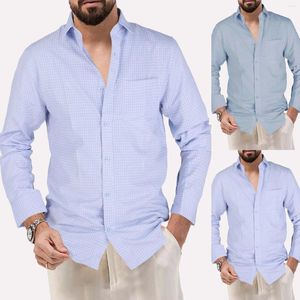 Camicie casual da uomo Camicia con risvolto primaverile e autunnale Bottoni Maglietta a maniche lunghe a righe per uomo Pigiama One Body