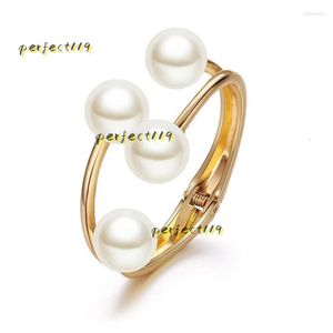 Bangle Bangle 2024 Fashion Jewelry Double Layer Pearl Bracelet Female Asymmetric Half Open Bracelet Jewelry High Quality