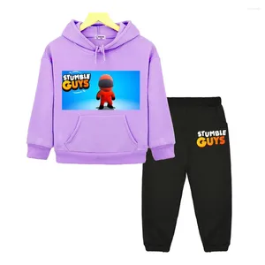 Clothing Sets Stumble Guys Boy Girl Hooded Anime Hoodie Sweatshirt Y2k Clothes Casual Jacket Autumn Fleece Pullover Kids Boutique