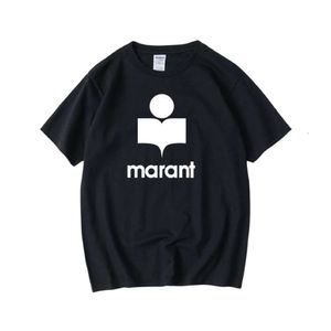 Marant 티셔츠 디자이너 오리지널 고품질 여성 남성 대형 셔츠 O- 넥 남성 인과 관계 패션 브랜드 느슨한 짧은 슬리브