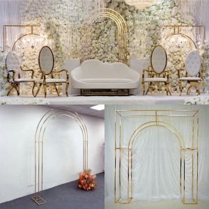 Dekorationer 3st Big Flower Arch Wedding Decoration Luxury Artificial Floral Shiny Gold Bakgrund Ballong Gardinbågar Birthday Party Annive