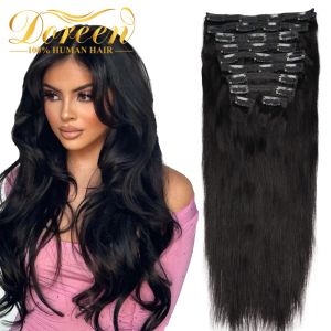 امتدادات Doreen Hair 200g 240g سلسلة المجلد البرازيلي REMY مقطع مستقيم في امتدادات الشعر البشري رأس كامل 10pcs 20 إلى 24 بوصة