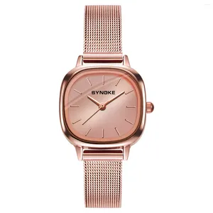 Orologi da polso SYNOKE Orologi da donna alla moda Orologio da donna colorato al quarzo da donna in acciaio inossidabile dorato rosa Relogio Feminino