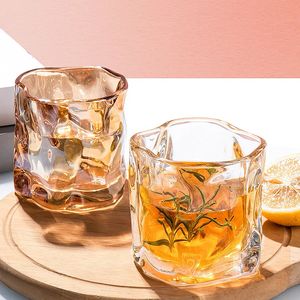 Gianxi transparent glas mugg glaciär vin whisky kaffekopp hushåll dricka juice oregelbunden form koppar drickware 240307