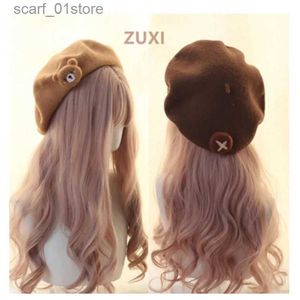 Cimri ağzı şapkalar ayı beret el yapımı keçe bere süper sevimli şapka ressam şapka kış vintage lolita kız beanies topesalec24319