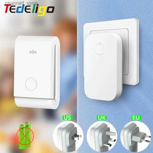 DOORBELLS TEDELIGO US US EUプラグプラグドアベルキットワイヤレスセルフパワートランスミッターバッテリーリングなしベルアウトドアレシーバー110V 220VY240320