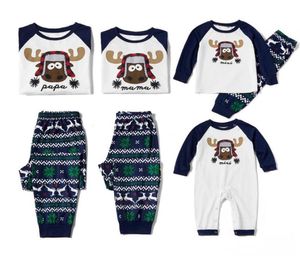 Ny design söt älg tryckt julpyjamas matchande familj pajamas bagby barn sömnkläder män kvinnor pyjamas föräldrar par sover1379334