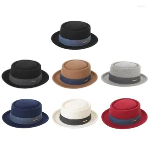 Berets dorosły Panama Flat Top Hat Vintage Round Magics Show Maskarade Akcesoria w latach 20. XX wieku odgrywać wełniane wełniane